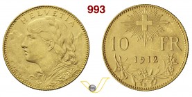 SVIZZERA CONFEDERAZIONE 10 Franchi 1912. Fb. 503 Au g 3,22 SPL