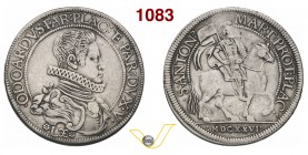 PIACENZA - ODOARDO FARNESE (1622-1646) Scudo 1628. D/ Busto corazzato con collare alla spagnola R/ S. Antonino a cavallo con vessillo. MIR 1163/1 Ag g...