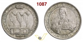 ROMA SAN MARINO (1864-1938) 20 Lire 1931. Pag. 342 Ag g 14,97 FDC