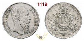 MESSICO MASSIMILIANO I (1864-1867) Peso 1866 Mo, Mexico City. Kr. 388.1 Ag g 27,05 BB+