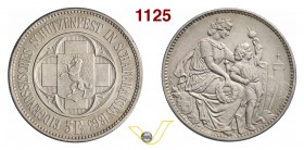 SVIZZERA CONFEDERAZIONE 5 Franchi 1865 Schaffausen. Kr. S8 Ag g 24,79 • Fondi leggermente porosi SPL