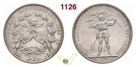 SVIZZERA CONFEDERAZIONE 5 Franchi 1869 Zug. Kr. S10 Ag g 25,05 q.SPL