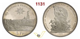 SVIZZERA CONFEDERAZIONE 5 Franchi 1881 Fribourg. Kr. S15 Ag g 25,05 • Hairlines SPL÷FDC