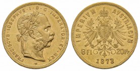 8 Florins Gulden, 1873, AU 6.45 g. Superbe