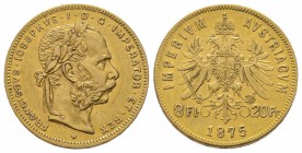 8 Florins Gulden, 1875, AU 6.45 g. Superbe