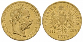 8 Florins Gulden, 1876, AU 6.45 g. Superbe