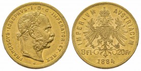 8 Florins Gulden, 1884, AU 6.45 g. Superbe