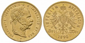 8 Florins Gulden, 1890, AU 6.45 g. Superbe