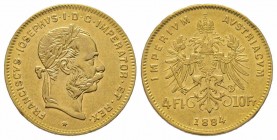 4 Florins Gulden, 1884, AU 3.22 g. TTB
