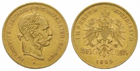 4 Florins Gulden, 1885, AU 3.22 g. TTB/SUP