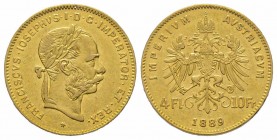 4 Florins Gulden, 1889, AU 3.22 g. TTB