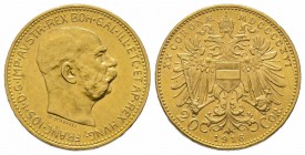 20 Corona, 1916, AU 6.77 g. Superbe