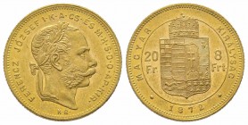20 Florins Gulden, 1872, AU 6.77 g. Superbe