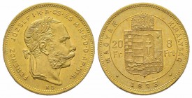 20 Florins Gulden, 1873, AU 6.77 g. Superbe