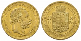 20 Florins Gulden, 1877, AU 6.77 g. Superbe