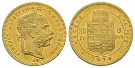 20 Florins Gulden, 1878, AU 6.77 g. Superbe