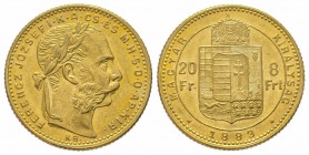20 Florins Gulden, 1883, AU 6.77 g. Superbe