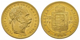 20 Florins Gulden, 1884, AU 6.77 g. Superbe