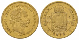 4 Florins Gulden, 1874, AU 3.22 g. TTB