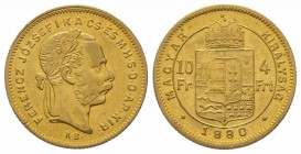 4 Florins Gulden, 1880, AU 3.22 g. TTB