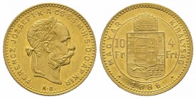 4 Florins Gulden, 1886, AU 3.22 g. Superbe