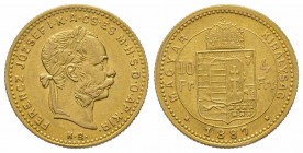 4 Florins Gulden, 1887, AU 3.22 g. TTB/SUP