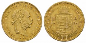 4 Florins Gulden, 1891, AU 3.22 g. TTB/SUP