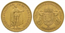 20 Corona, 1900, AU 6.77 g. Superbe