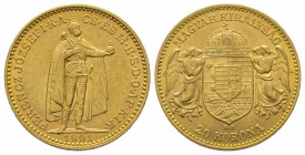 20 Corona, 1901, AU 6.77 g. Superbe