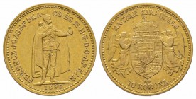 10 Corona, 1896, AU 3.39 g. TTB