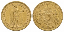 10 Corona, 1901, AU 3.39 g. TTB