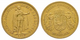10 Corona, 1902, AU 3.39 g. TTB