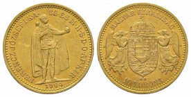 10 Corona, 1904, AU 3.39 g. Superbe