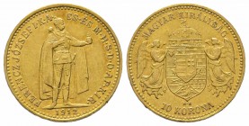 10 Corona, 1912, AU 3.39 g. TTB