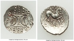 BRITAIN. Iceni. Ecen (ca. AD 25-38). AR unit (14mm, 1.21 gm, 3h). AU. Two opposed crescents, separated by superior and inferior pellets; all on band o...