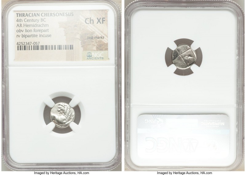 THRACE. Chersonesus. Ca. 4th century BC. AR hemidrachm (13mm). NGC Choice XF, te...
