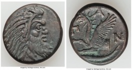 CIMMERIAN BOSPORUS. Panticapaeum. 4th century BC. AE (21mm, 7.70 gm, 11h). About XF. Head of bearded Pan right / Π-A-N, forepart of griffin left, stur...