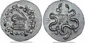 MYSIA. Pergamum. Ca. 180/167-133 BC. AR cistophorus (28mm, 12.70 gm, 11h). NGC MS 5/5 - 4/5. Ca. 160-150 BC. Serpent emerging from cista mystica; all ...