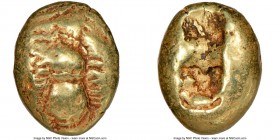 IONIA. Ephesus. Ca. 600-550 BC. EL third-stater or trite (13mm, 4.65 gm). NGC Choice Fine 4/5 - 4/5. 'Primitive' bee, viewed from above / Two incuse s...