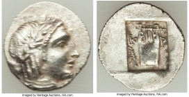 LYCIAN LEAGUE. Cragus. Ca. 48-20 BC. AR hemidrachm (15mm, 1.67 gm, 12h). AU. Series 5. Laureate head of Apollo right; Λ-Y below / K-P, cithara (lyre);...