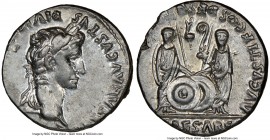 Augustus (27 BC-AD 14). AR denarius (18mm, 3.83 gm, 10h). NGC AU 3/5 - 4/5. Lugdunum, 2 BC-AD 4. CAESAR AVGVSTVS-DIVI F PATER PATRIAE, laureate head o...