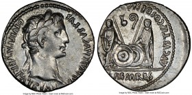 Augustus (27 BC-AD 14). AR denarius (19mm, 3.84 gm, 7h). NGC Choice XF 4/5 - 4/5. Lugdunum, 2 BC-AD 4. CAESAR AVGVSTVS-DIVI F PATER PATRIAE, laureate ...