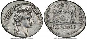 Augustus (27 BC-AD 14). AR denarius (18mm, 5h). NGC Choice VF. Lugdunum, 2 BC-AD 4. CAESAR AVGVSTVS-DIVI F PATER PATRIAE, laureate head of Augustus ri...