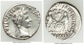 Augustus (27 BC-AD 14). AR denarius (19mm, 3.82 gm, 10h). About XF. Lugdunum, 2 BC-AD 4. CAESAR AVGVSTVS-DIVI F PATER PATRIAE, laureate head of August...