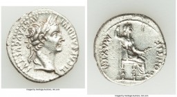 Tiberius (AD 14-37). AR denarius (19mm, 3.56 gm, 4h). Choice XF, scratches. Lugdunum, ca. AD 18-35. TI CAESAR DIVI-AVG F AVGVSTVS, laureate head of Ti...