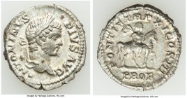 Caracalla (AD 198-217). AR denarius (20mm, 3.36 gm, 6h). AU. Rome, AD 208. ANTONINVS-PIVS AVG, laureate head of Caracalla right / PONTIF TR P XI COS I...