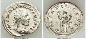 Philip I (AD 244-249). AR antoninianus (23mm, 4.52 gm, 12h). AU. Rome, AD 246. IMP M IVL PHILIPPVS AVG, radiate, draped and cuirassed bust of Philip I...