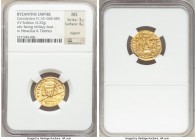 Constantine IV Pogonatus (AD 668-685). AV solidus (19mm, 4.33 gm, 6h). NGC MS 3/5 - 4/5, clipped. Constantinople, 2nd officina, AD 669-674. d N COSN-T...
