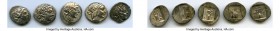 ANCIENT LOTS. Greek. Lycian League. Ca. 48-20 BC. Lot of five (5) AR hemidrachms. Choice XF. Includes: Laureate head of Apollo right / cithara (lyre) ...
