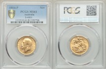 George V gold Sovereign 1914-P MS61 PCGS, Perth mint, KM29, S-4001. AGW 0.2355 oz. 

HID09801242017

© 2020 Heritage Auctions | All Rights Reserved